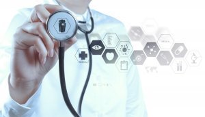 Medicine doctor hand working with modern computer interface eHealth-SSMG